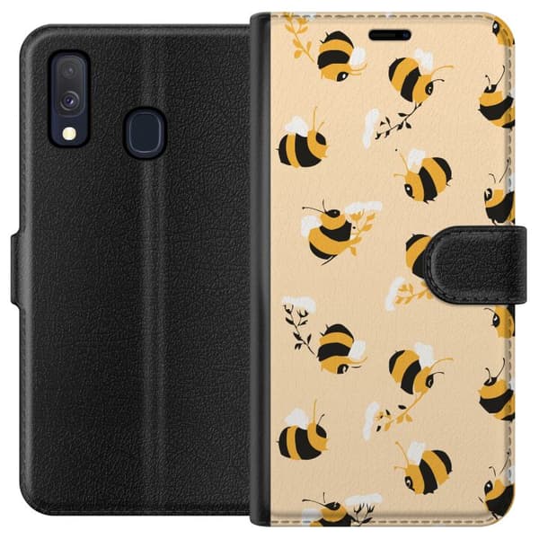Kompatibelt Plånboksfodral till Samsung Galaxy A40 Humlor Mönster