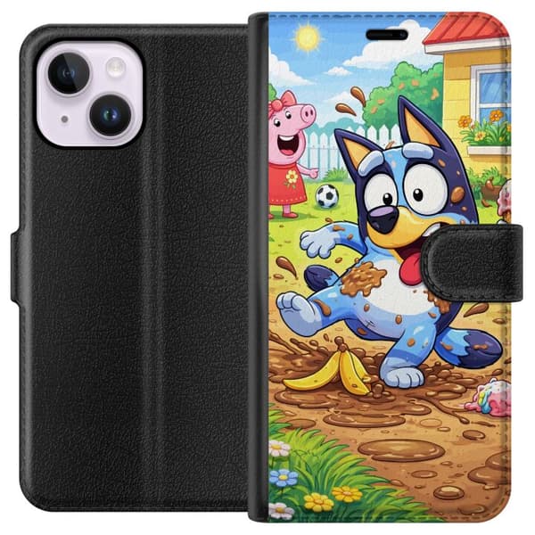Kompatibelt Lommeboketui til Apple iPhone 15 Plus Blåy