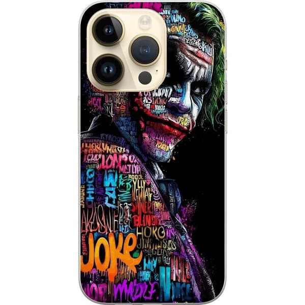 Kompatibel Mobilcover til Apple iPhone 15 Pro Farverig typografisk klovnefigur mod sort baggrund