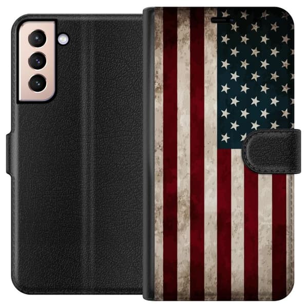 Kompatibelt Lommeboketui til Samsung Galaxy S21 USA Flagg