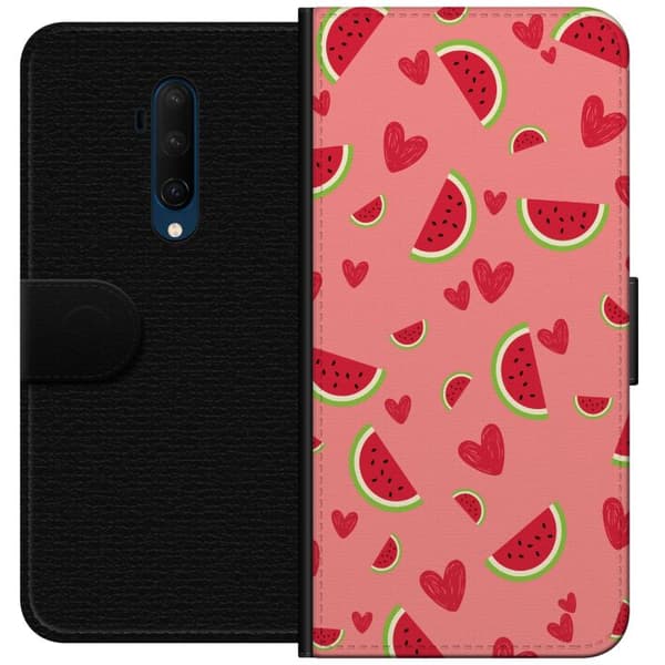 Kompatibelt Plånboksfodral till OnePlus 7T Pro Vattenmelon och hjärtan