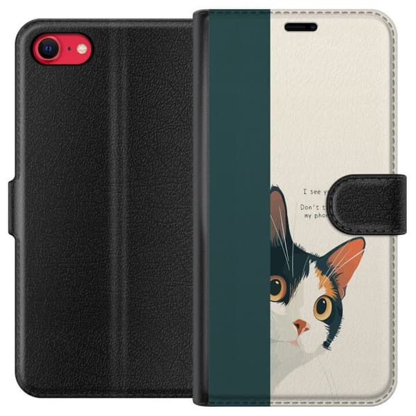 Yhteensopiva Lompakkokotelo Apple iPhone 8 Katt som kikar fram