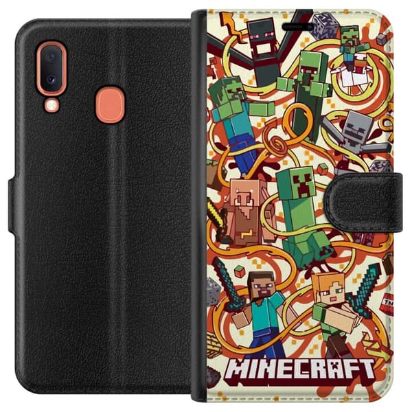 Kompatibelt Plånboksfodral till Samsung Galaxy A20e Minecraft