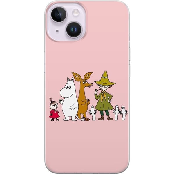 Kompatibelt Mobildeksel til Apple iPhone 15 Flere figurer sammen på rosa bakgrunn