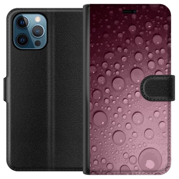 Kompatibelt Plånboksfodral till Apple iPhone 12 Pro Rosa vattendroppar