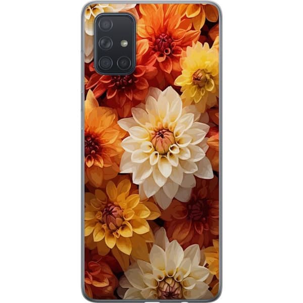 Kompatibelt Mobilskal till Samsung Galaxy A71 Blommor Orange
