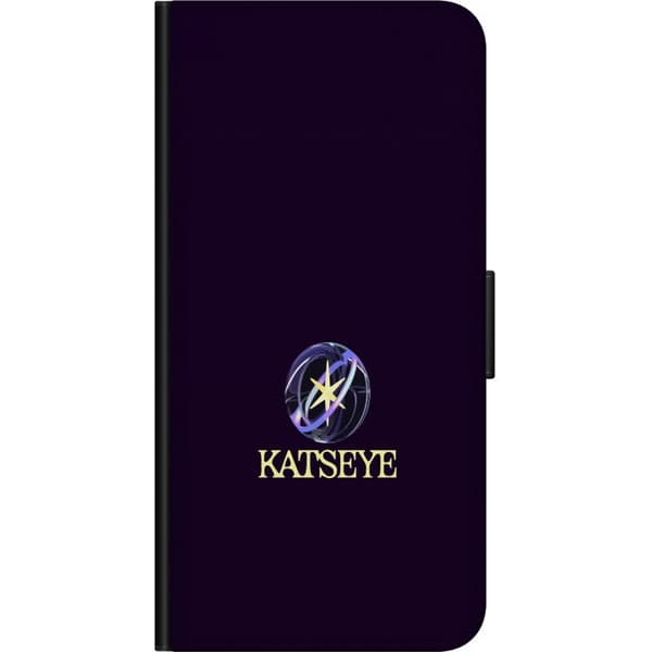 Kompatibel Tegnebogsetui til Xiaomi Redmi Note 10S Stjernesymbol med cirkulerende ringe og teksten KATSEYE på mørkelilla baggrund