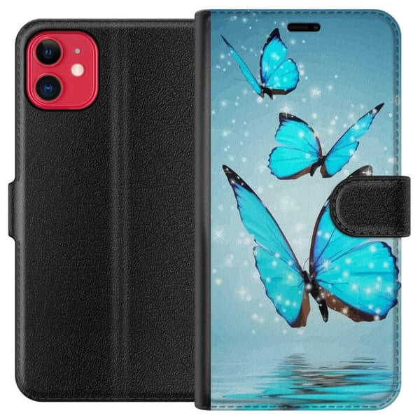 Kompatibel Tegnebogsetui til Apple iPhone 11 Glitrende Sommerfugle