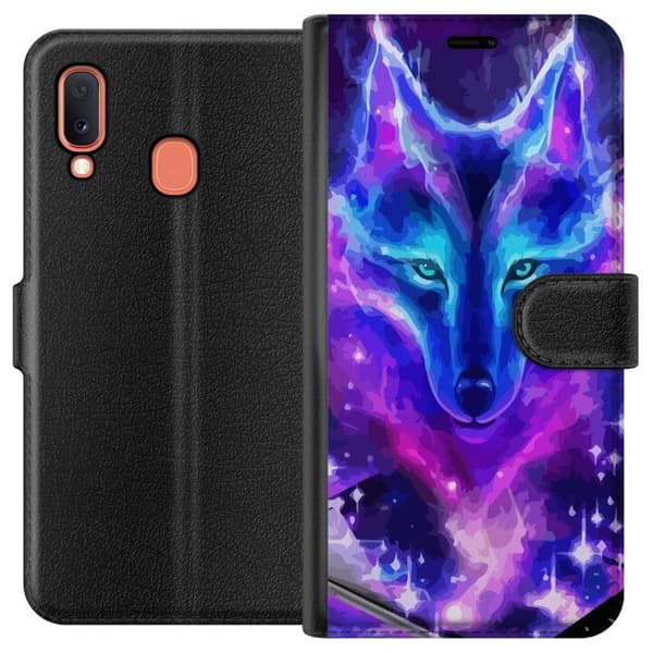Kompatibelt Lommeboketui til Samsung Galaxy A20e Neon Ulv