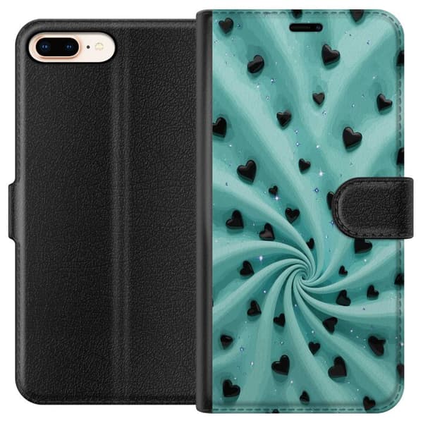 Kompatibel Tegnebogsetui til Apple iPhone 7 Plus Romantisk abstrakt hjertemotiv