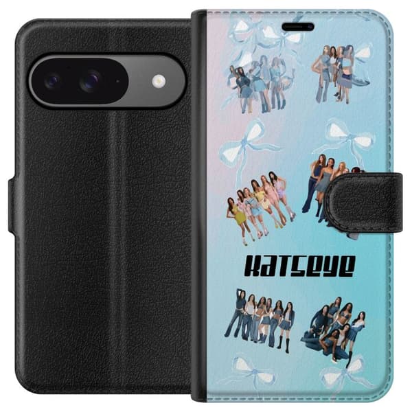 Kompatibel Tegnebogsetui til Google Pixel 9 Pro KATSEYE blå gruppcollage