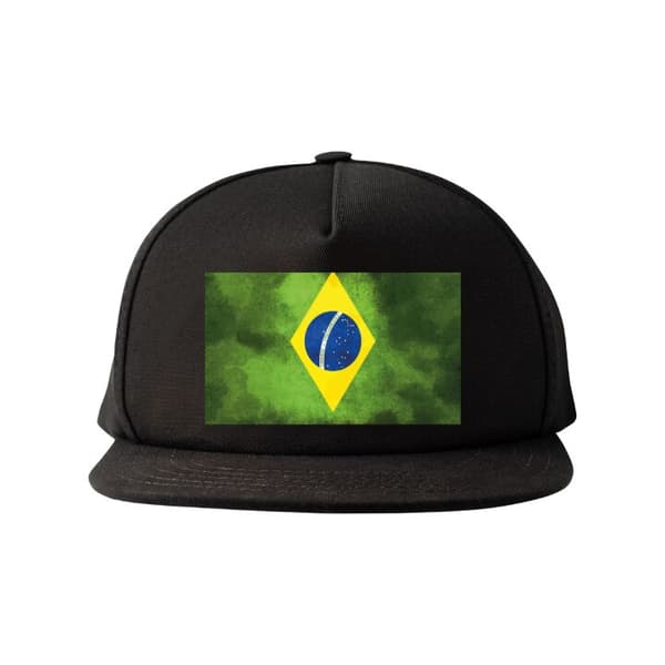 Snapback-lue Brasiliansk flagg med rustikk tekstur Svart Voksen