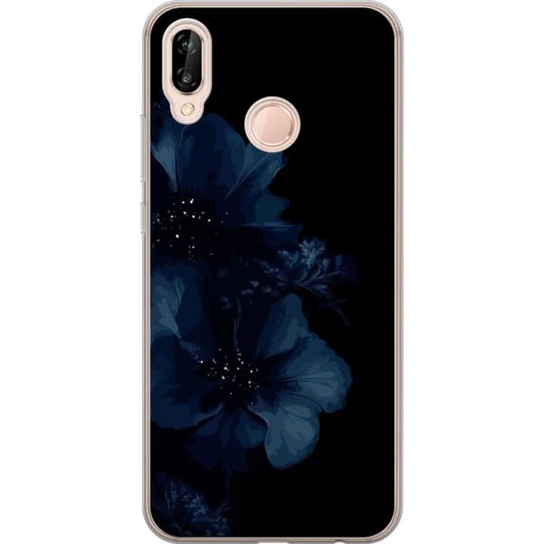 Kompatibelt Mobildeksel til Huawei P20 lite Mörkblå blommor