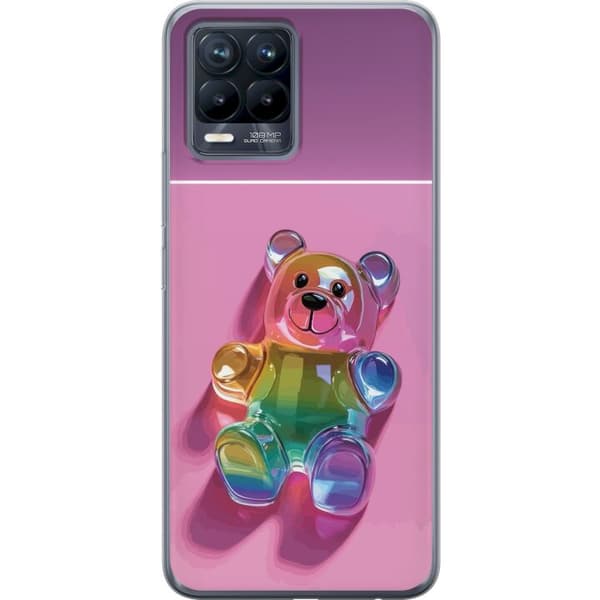 Kompatibelt Mobildeksel til Realme 8 Søt teddybjørn design med regnbue-tema