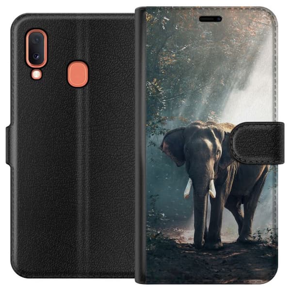 Kompatibelt Plånboksfodral till Samsung Galaxy A20e Elefant