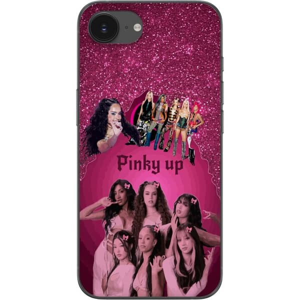 Kompatibelt Mobildeksel til Apple iPhone 17e Rosa KATSEYE-collage med glitrende detaljer, rosetter og typografiske innslag