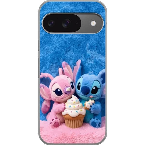 Kompatibel Mobilcover til Google Pixel 9 Pro Søde blå og lyserøde figurer med stor cupcake og krymmel
