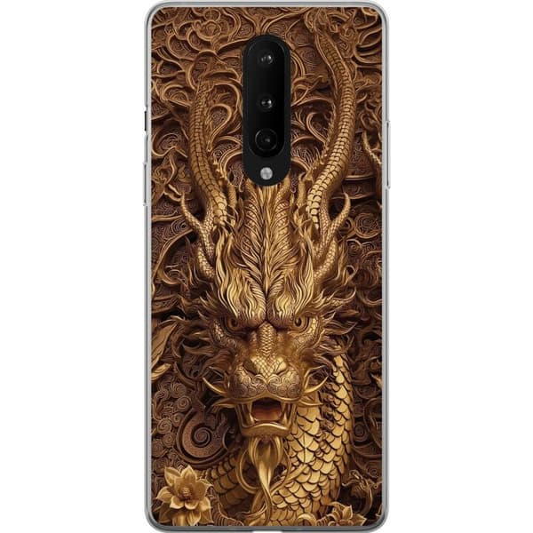 Kompatibelt Mobildeksel til OnePlus 8 Elegant dragemotiv i gull