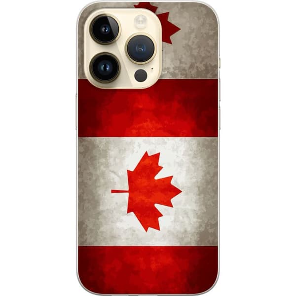 Kompatibelt Mobildeksel til Apple iPhone 15 Pro Kanadisk flagg med klassisk rød hvit design