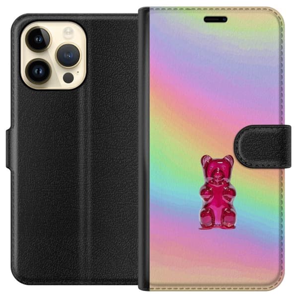 Kompatibel Tegnebogsetui til Apple iPhone 15 Pro Max Farverig slik-inspireret bamse med bløde pastelfarver