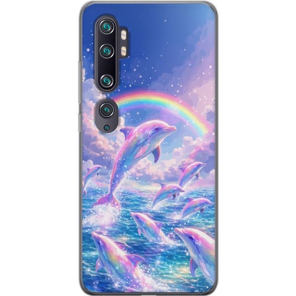 Kompatibelt Mobilskal till Xiaomi Mi Note 10 Glittrande regnbågsdelfiner