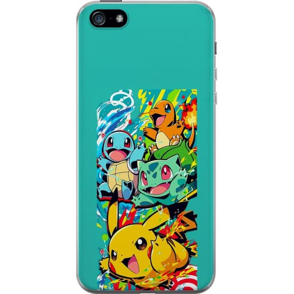 Kompatibelt Mobildeksel til Apple iPhone 5 Handlingfylt kollasj med klassisk Pokémon