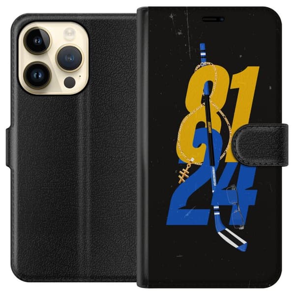 Kompatibel Tegnebogsetui til Apple iPhone 14 Pro Hockeynummer med klubba