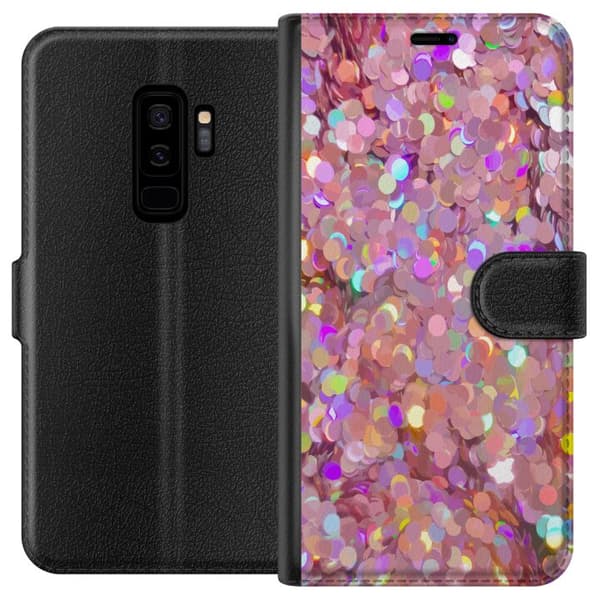 Kompatibelt Lommeboketui til Samsung Galaxy S9+ Rosa Glitter