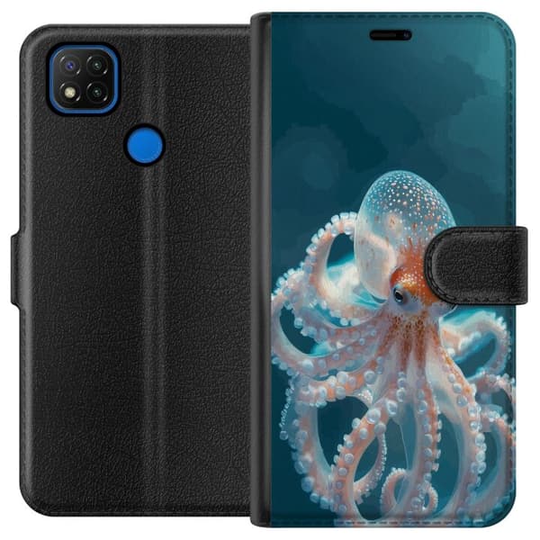 Kompatibel Tegnebogsetui til Xiaomi Redmi 9C Nærbillede af blæksprutte med bløde farvetoner