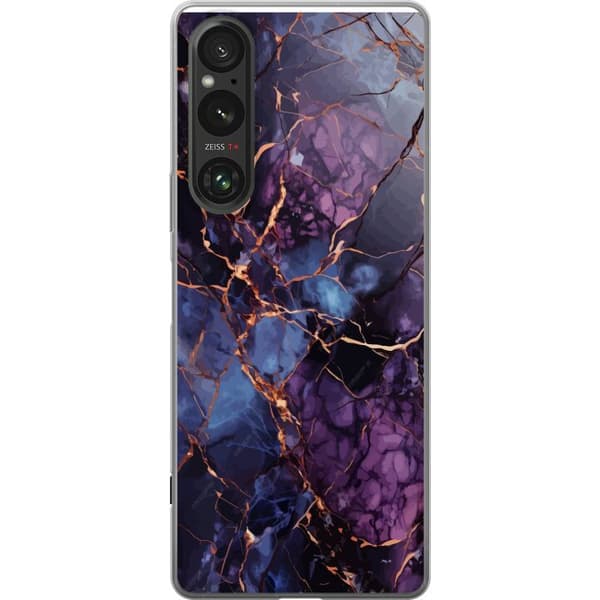 Kompatibelt Mobildeksel til Sony Xperia 1 V Marmor Blå Lilla