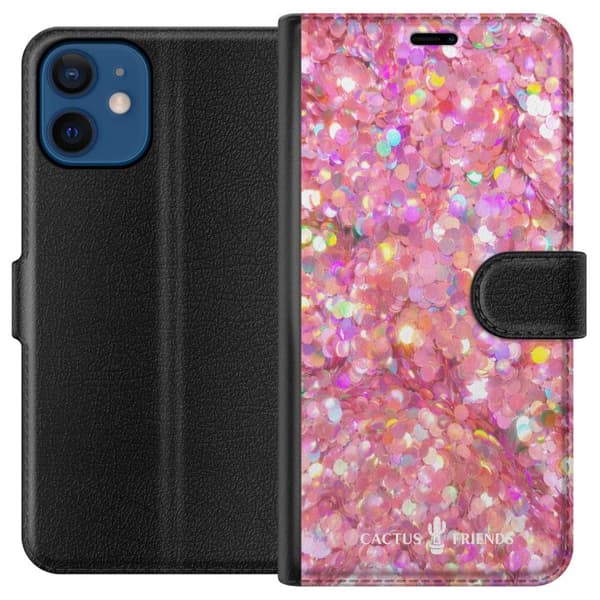 Kompatibel Tegnebogsetui til Apple iPhone 12 Kaktus og venner – PinkGlitter