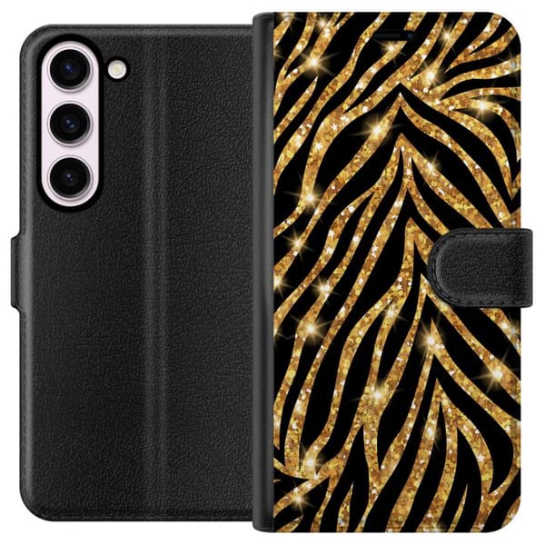 Kompatibel Tegnebogsetui til Samsung Galaxy S23 Guld & Glitter