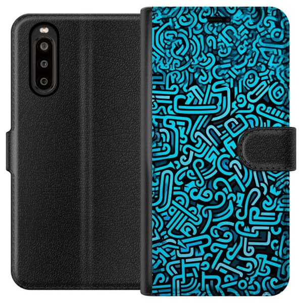 Kompatibelt Plånboksfodral till Sony Xperia 10 II Blå abstrakt graffiti