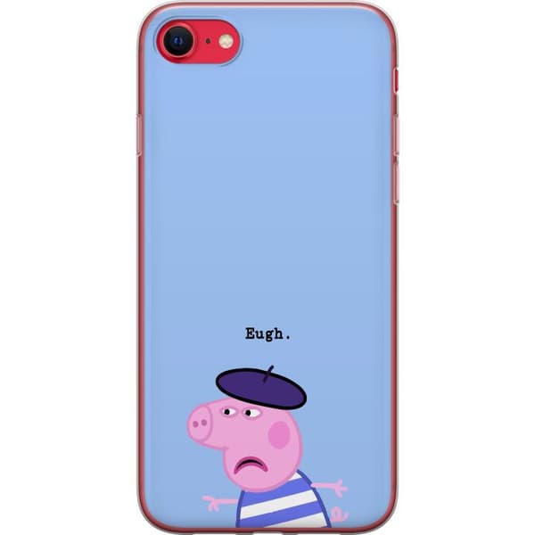 Kompatibelt Mobildeksel til Apple iPhone SE (2022) Peppa Pig med beret og teksten Eugh på lyseblå bakgrunn