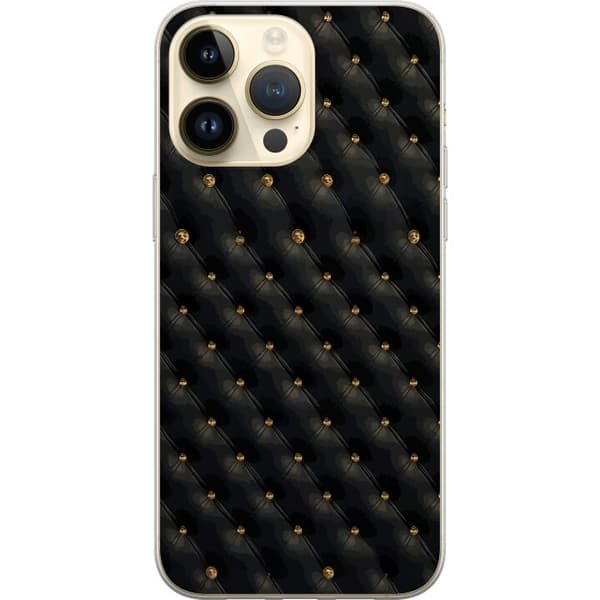 Kompatibel Mobilcover til Apple iPhone 14 Pro Max Elegant sort diamantmønster med guldfarvede detaljer