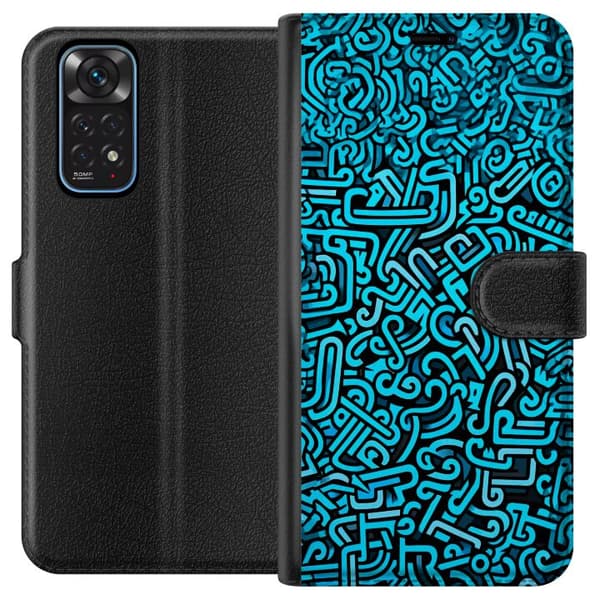 Kompatibelt Lommeboketui til Xiaomi Redmi Note 11 Blå abstrakt graffiti
