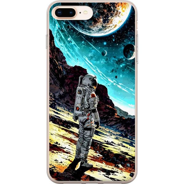 Kompatibelt Mobildeksel til Apple iPhone 8 Plus Astronaut i et dramatisk romlandskap med store planeter