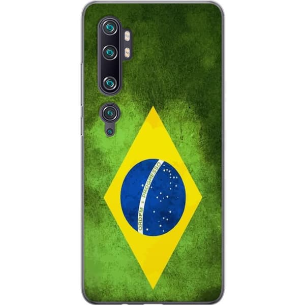 Kompatibelt Mobildeksel til Xiaomi Mi Note 10 Pro Brasiliansk flagg med rustikk tekstur