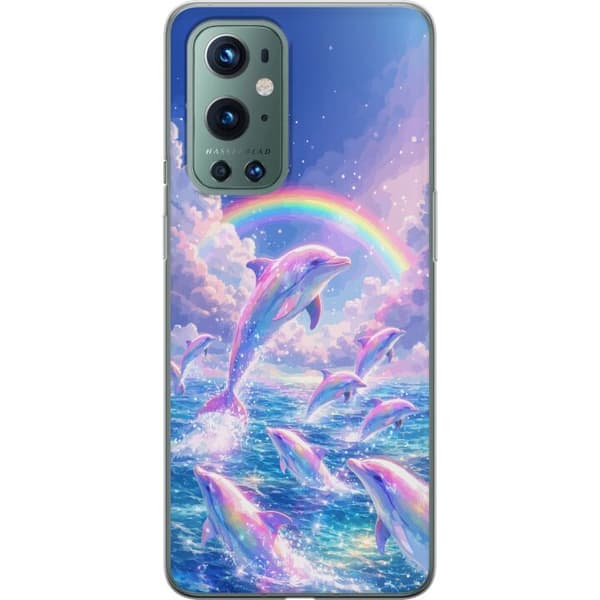 Kompatibelt Mobildeksel til OnePlus 9 Pro Glittrande regnbågsdelfiner