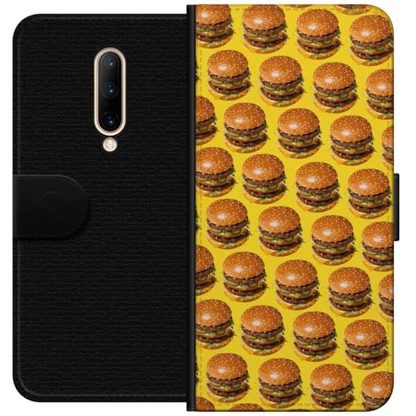 Kompatibel Tegnebogsetui til OnePlus 7 Pro Grafisk hamburgermønster til madelskere