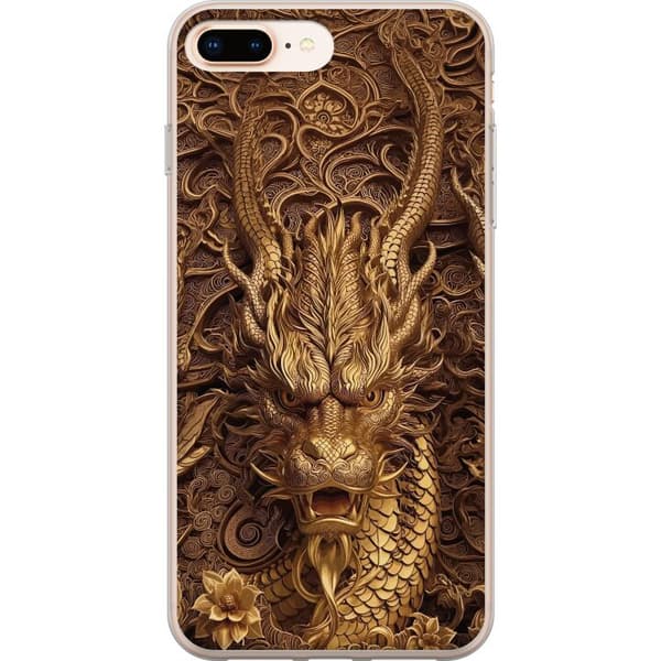 Kompatibelt Mobilskal till Apple iPhone 8 Plus Elegant drakmotiv i guld