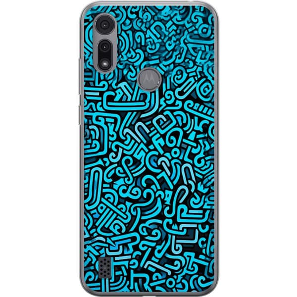Kompatibelt Mobildeksel til Motorola Moto E6i Blå abstrakt graffiti