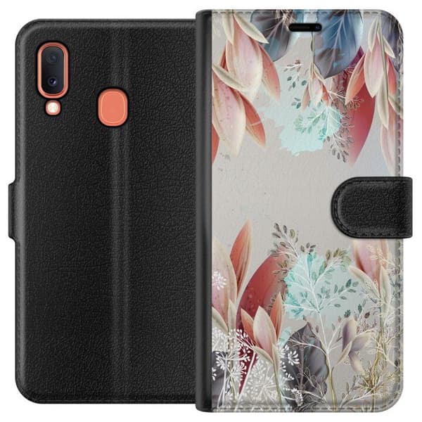 Kompatibelt Plånboksfodral till Samsung Galaxy A20e Blommor