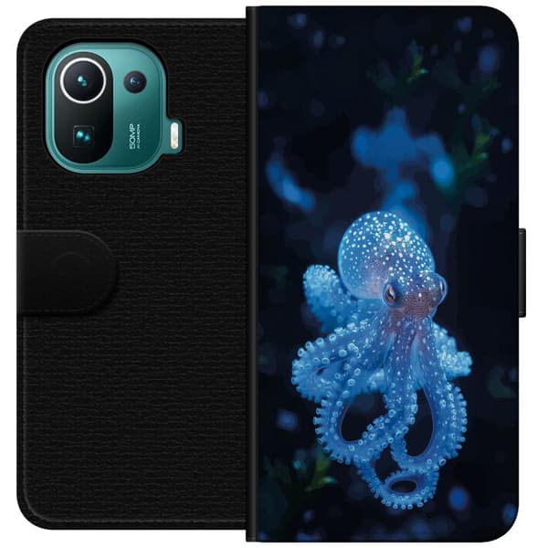 Kompatibelt Lommeboketui til Xiaomi Mi 11 Pro Nærbilde av blå blekksprut