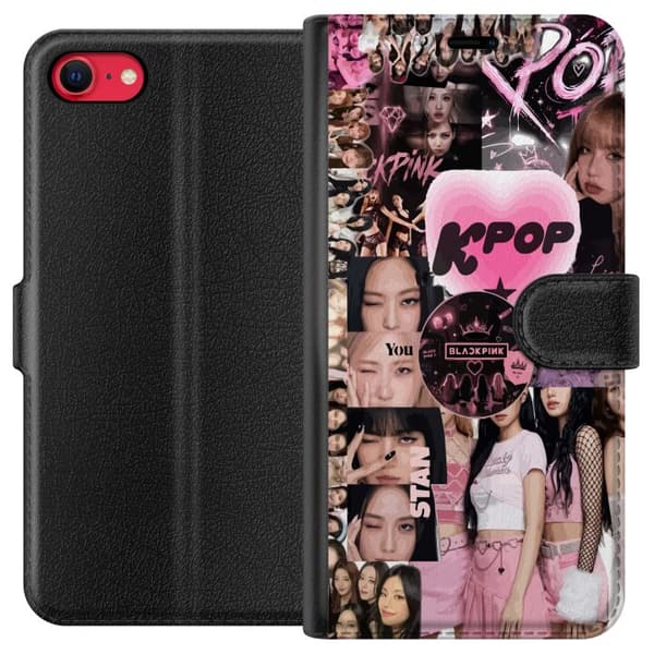 Kompatibelt Plånboksfodral till Apple iPhone 7 Rosa K-pop collage