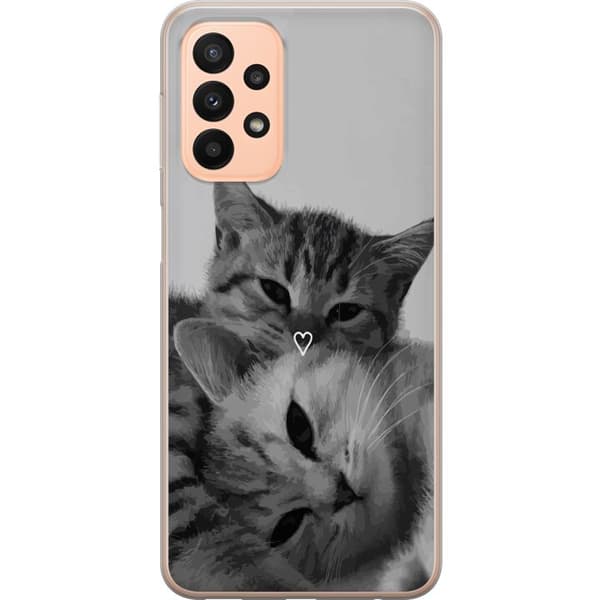 Kompatibelt Mobildeksel til Samsung Galaxy A23 Katt Hjerte