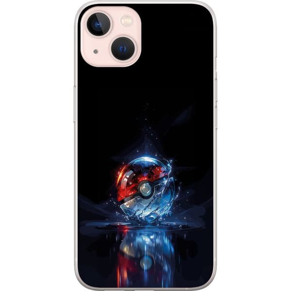 Kompatibelt Mobildeksel til Apple iPhone 13 Pokéball med refleksjon og blå vann effekter
