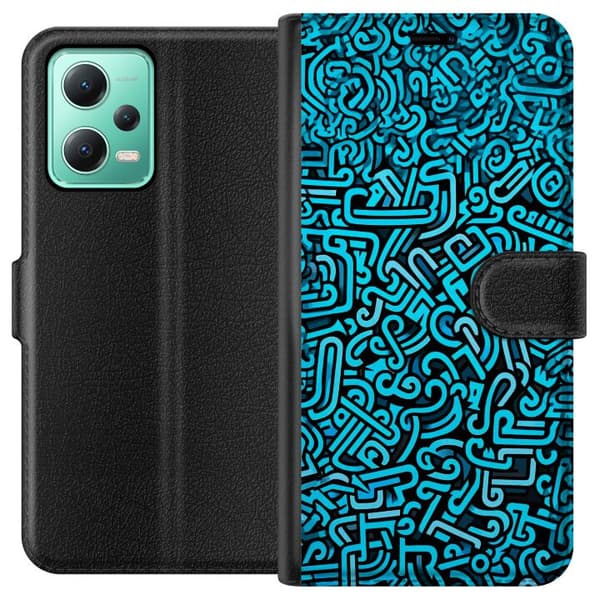 Kompatibel Tegnebogsetui til Xiaomi Redmi Note 12 Blå abstrakt graffiti