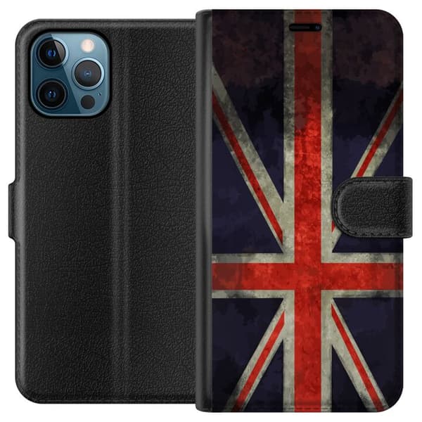 Kompatibelt Plånboksfodral till Apple iPhone 12 Pro Max Brittisk flagga med rustik känsla