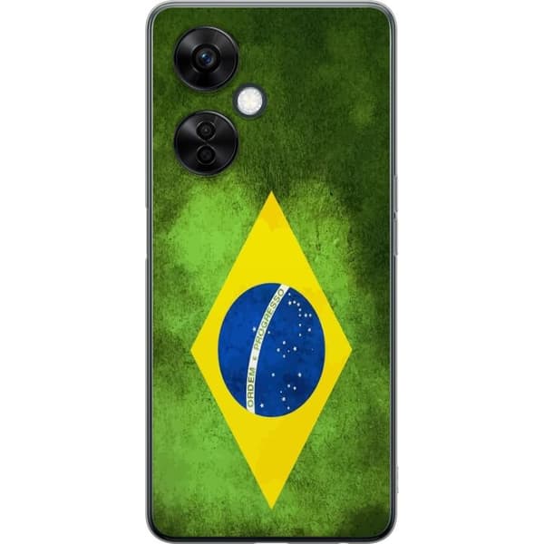 Kompatibelt Mobildeksel til OnePlus Nord CE3 Brasiliansk flagg med rustikk tekstur